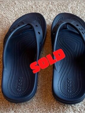 Crocs Flip Flops Navy Blue Iconic Comfort Sandals Size M9 W11 NWOT